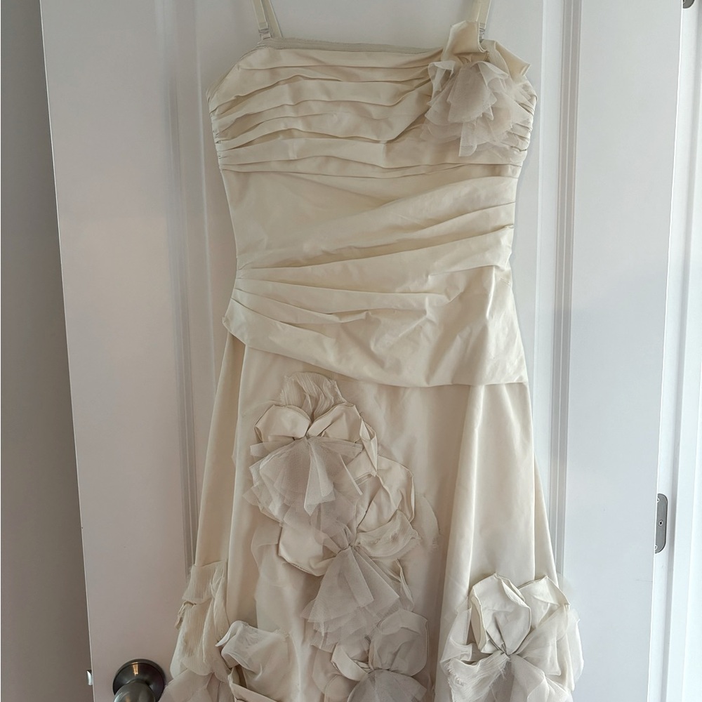 Beautiful, Stain Free, Off White BCBG Tulle 3D Dress. Size 6.